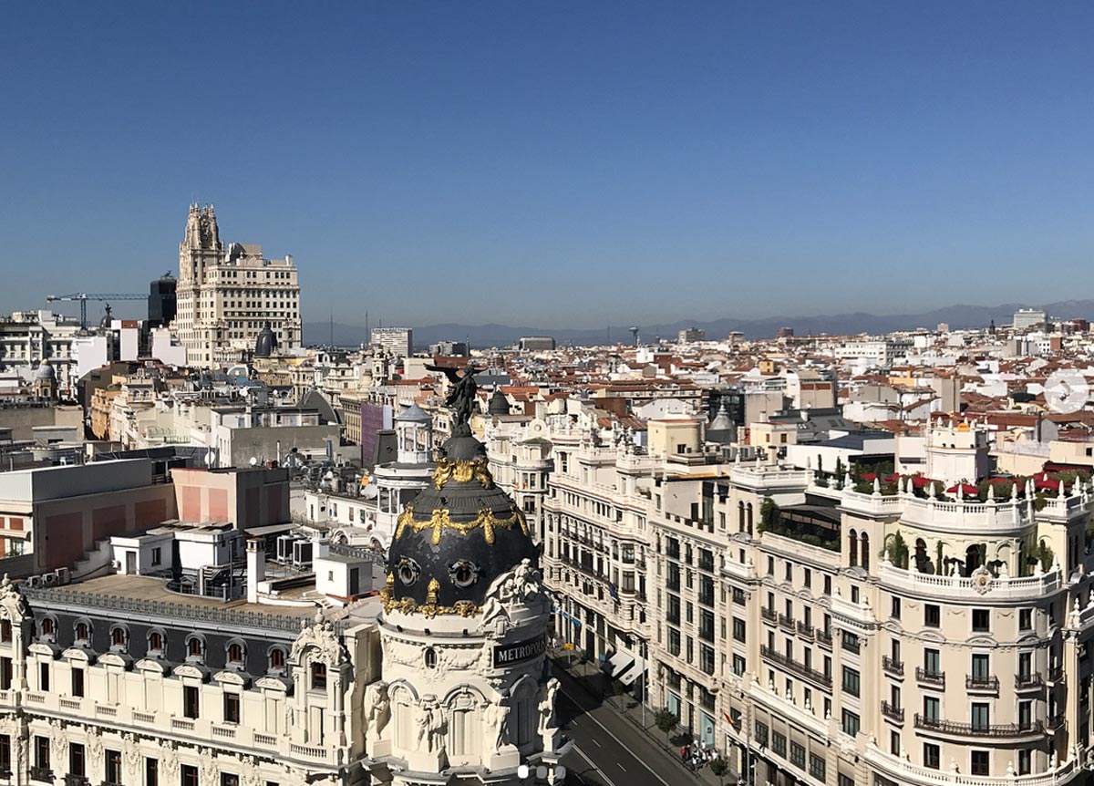 Gran Vía and the Metropolis Building from the Azotea del Círculo. | Photo: Superminimaps.