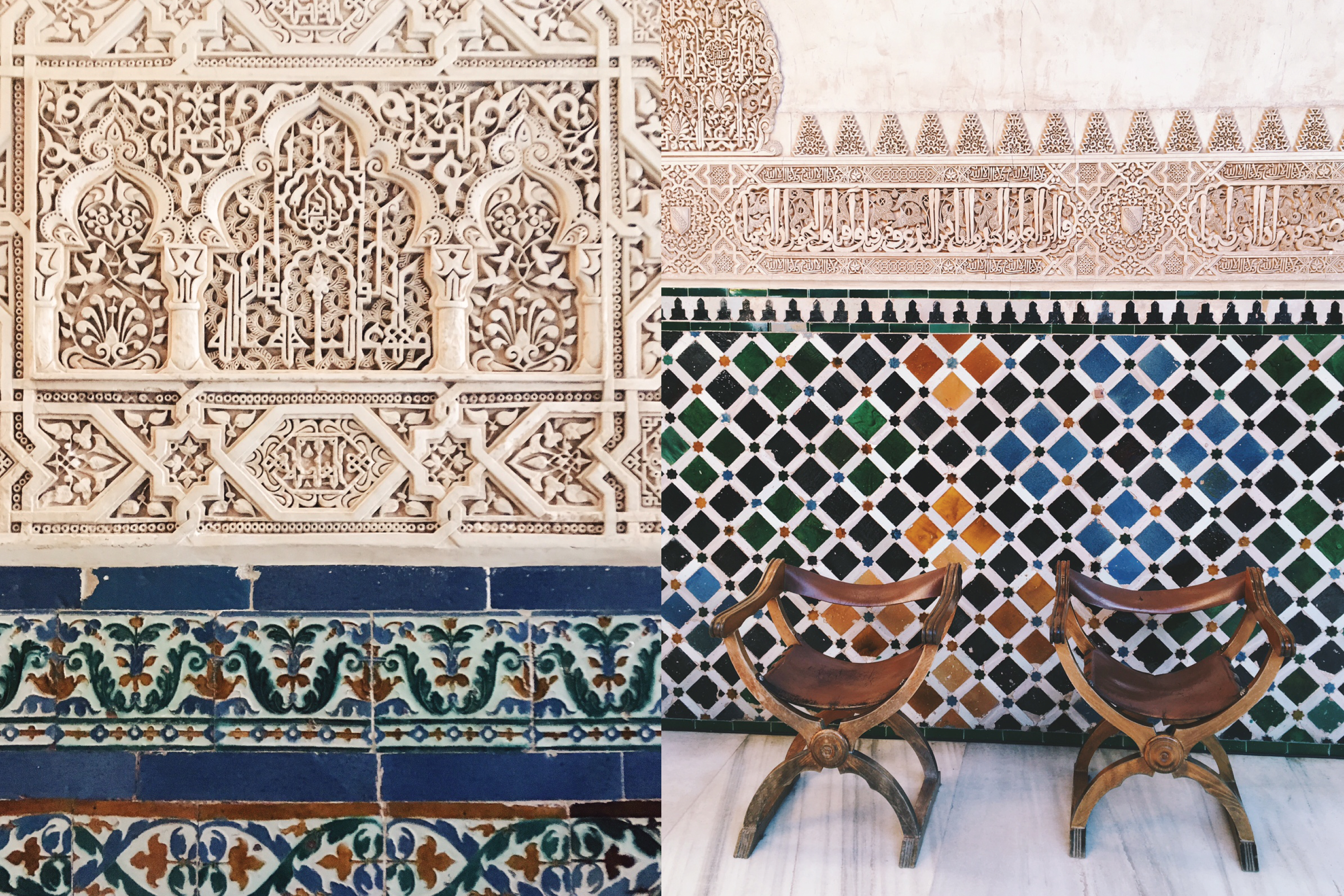 Wall in the hall of the Two Sisters | Chilling goals around with a view to the water mirror of the hall of the myrtles.