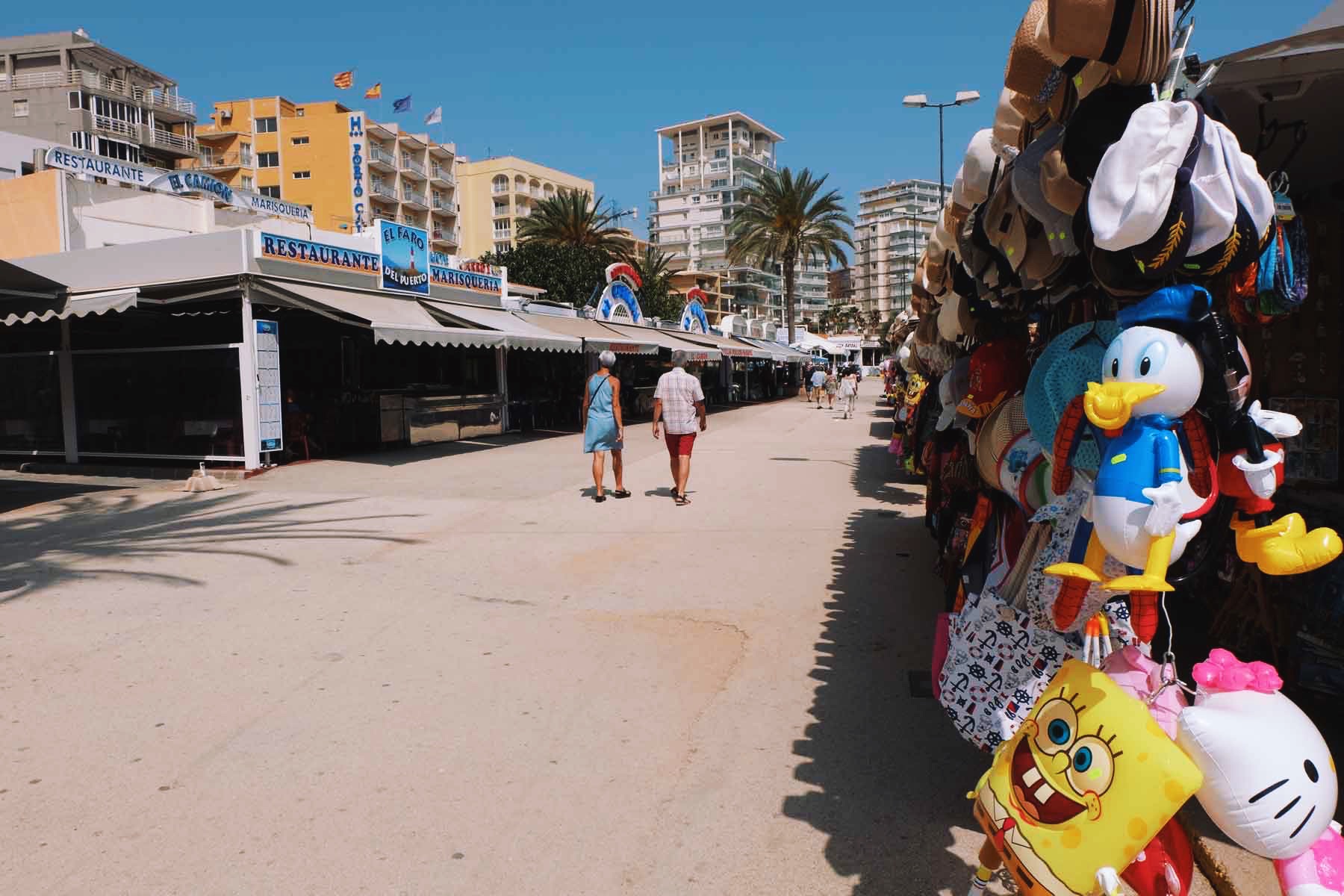 Restaurants and almost melted beach toys.