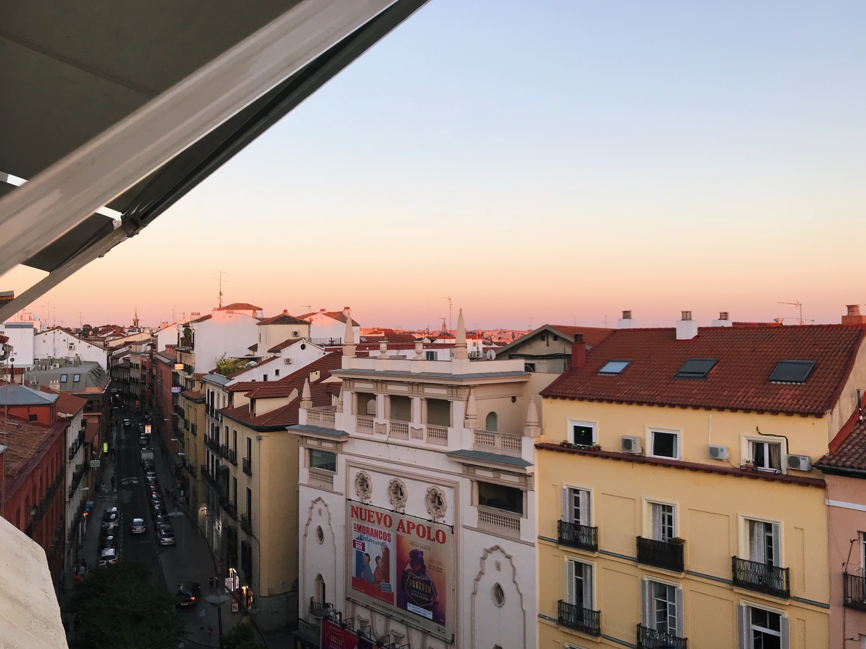 Sunset overlooking Anton Martin square. 